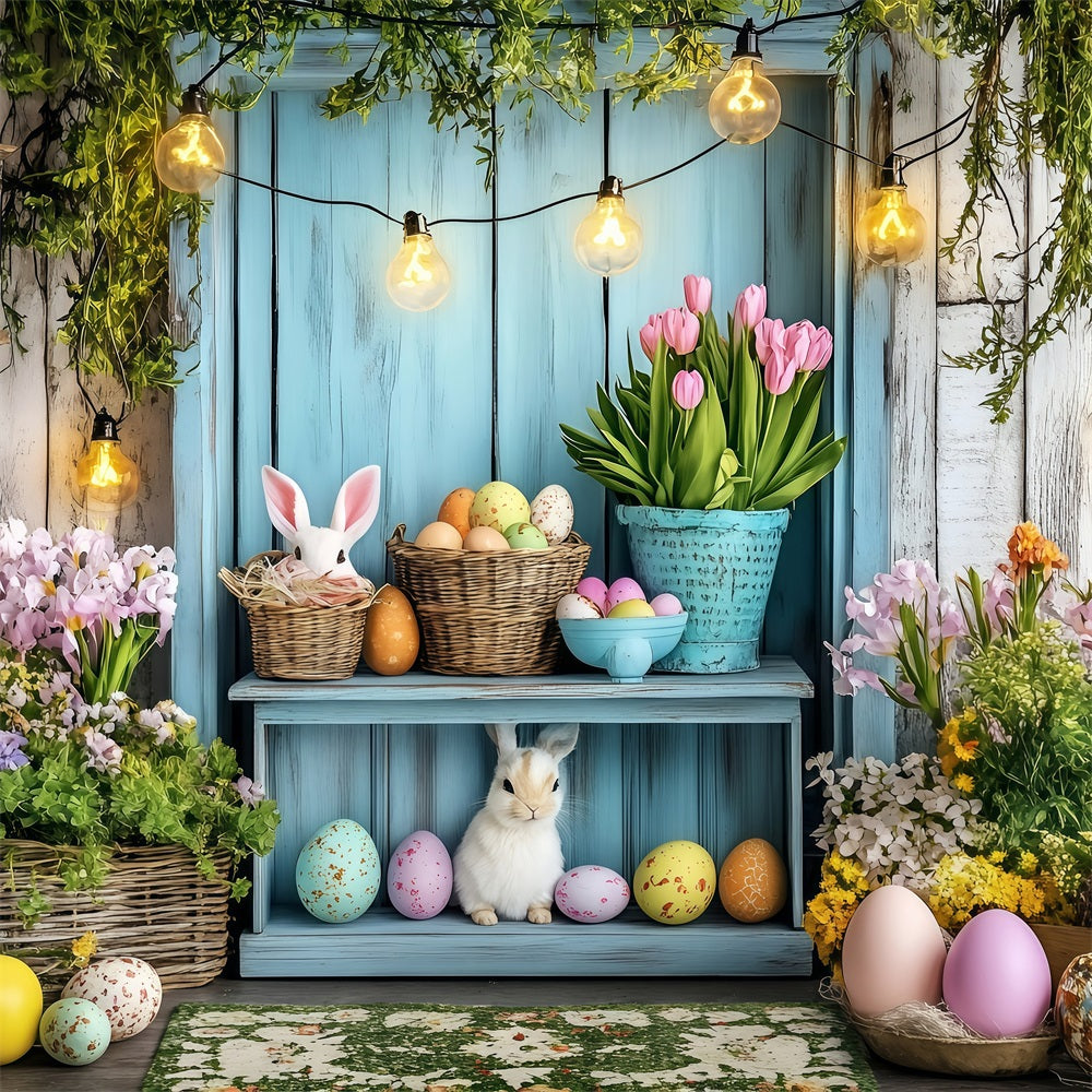 Easter Bunny Photo Backdrop Cozy Cottage Egg Backdrop BRP1-267