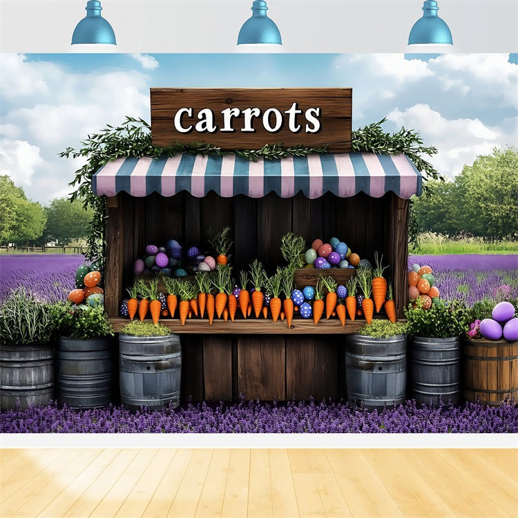 Easter Photo Booth Backdrop Lavender Springtime Market Carrots Backdrop BRP1-271