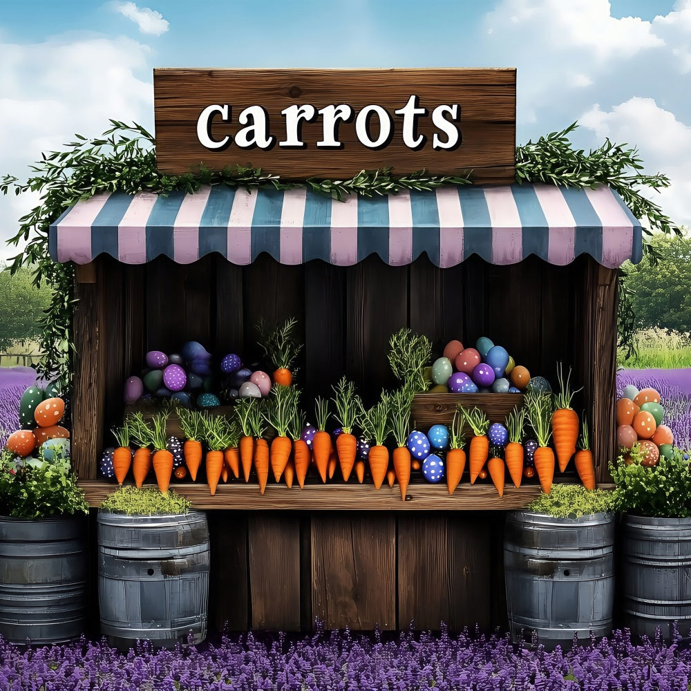 Easter Photo Booth Backdrop Lavender Springtime Market Carrots Backdrop BRP1-271