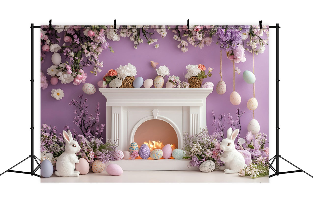 Photo Backdrops Easter Purple Blossom Egg Bunny Backdrop BRP1-273