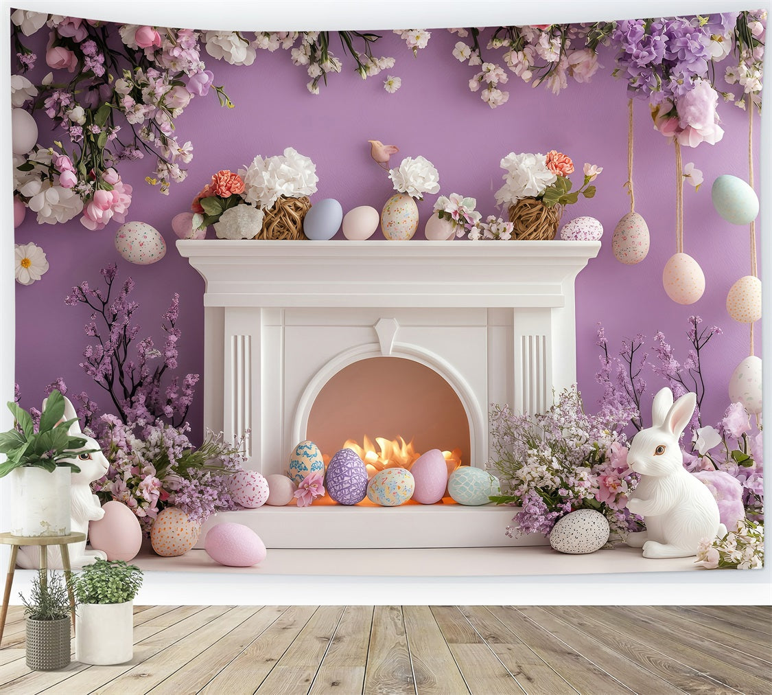 Photo Backdrops Easter Purple Blossom Egg Bunny Backdrop BRP1-273