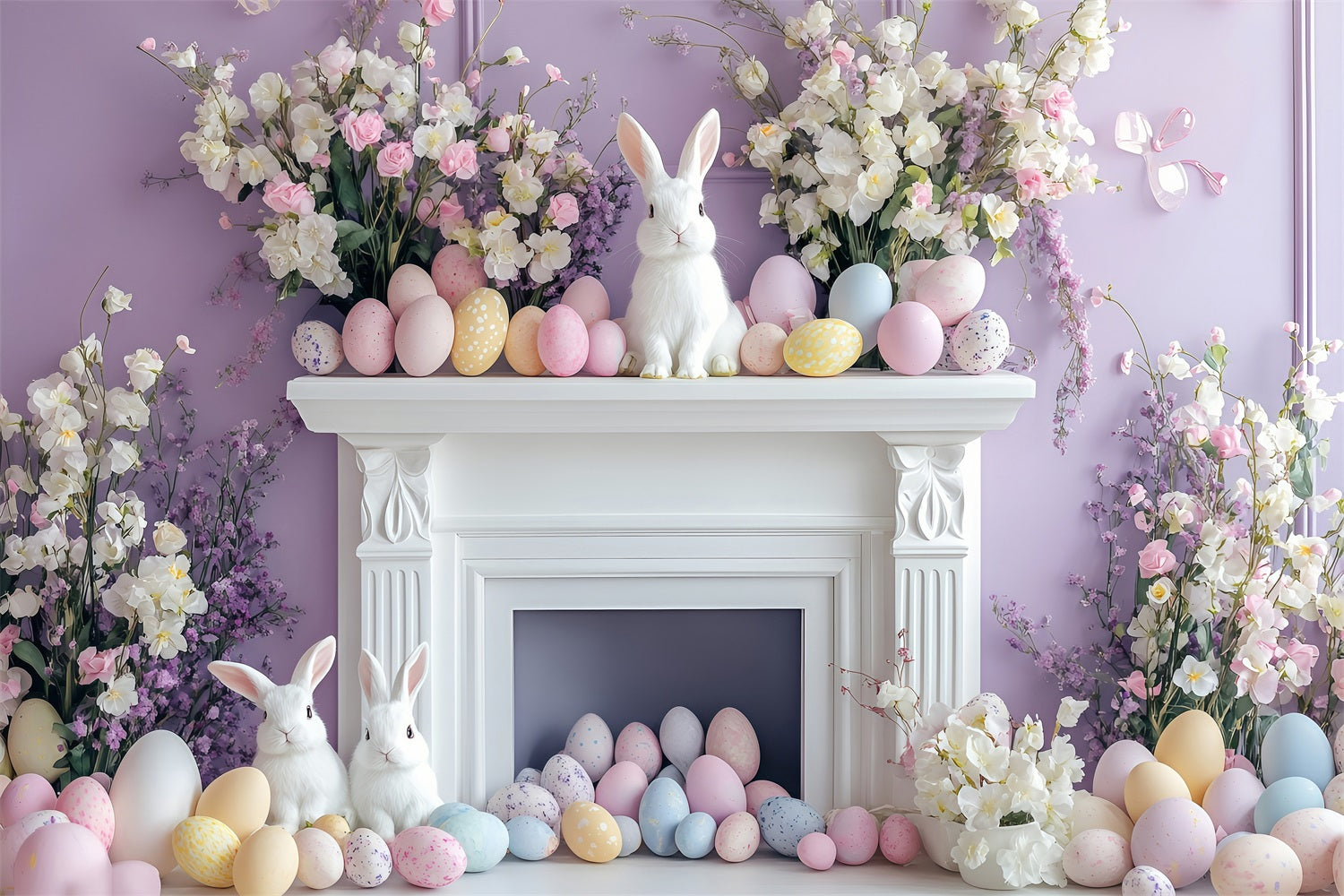 Photography Easter Backdrop Springtime Fireplace Celebration Backdrop BRP1-274