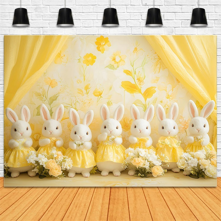 Easter Bunny Backdrop Floral Radiance Yellow Backdrop BRP1-276