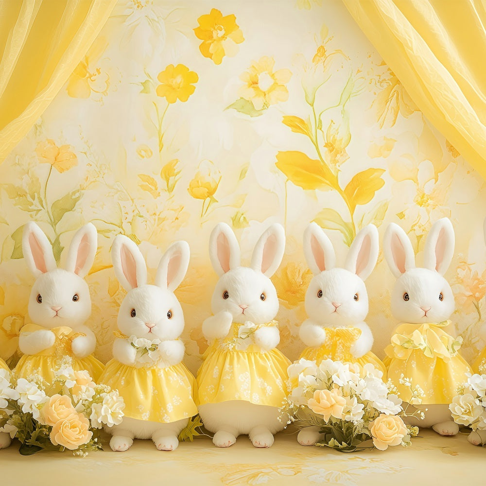 Easter Bunny Backdrop Floral Radiance Yellow Backdrop BRP1-276