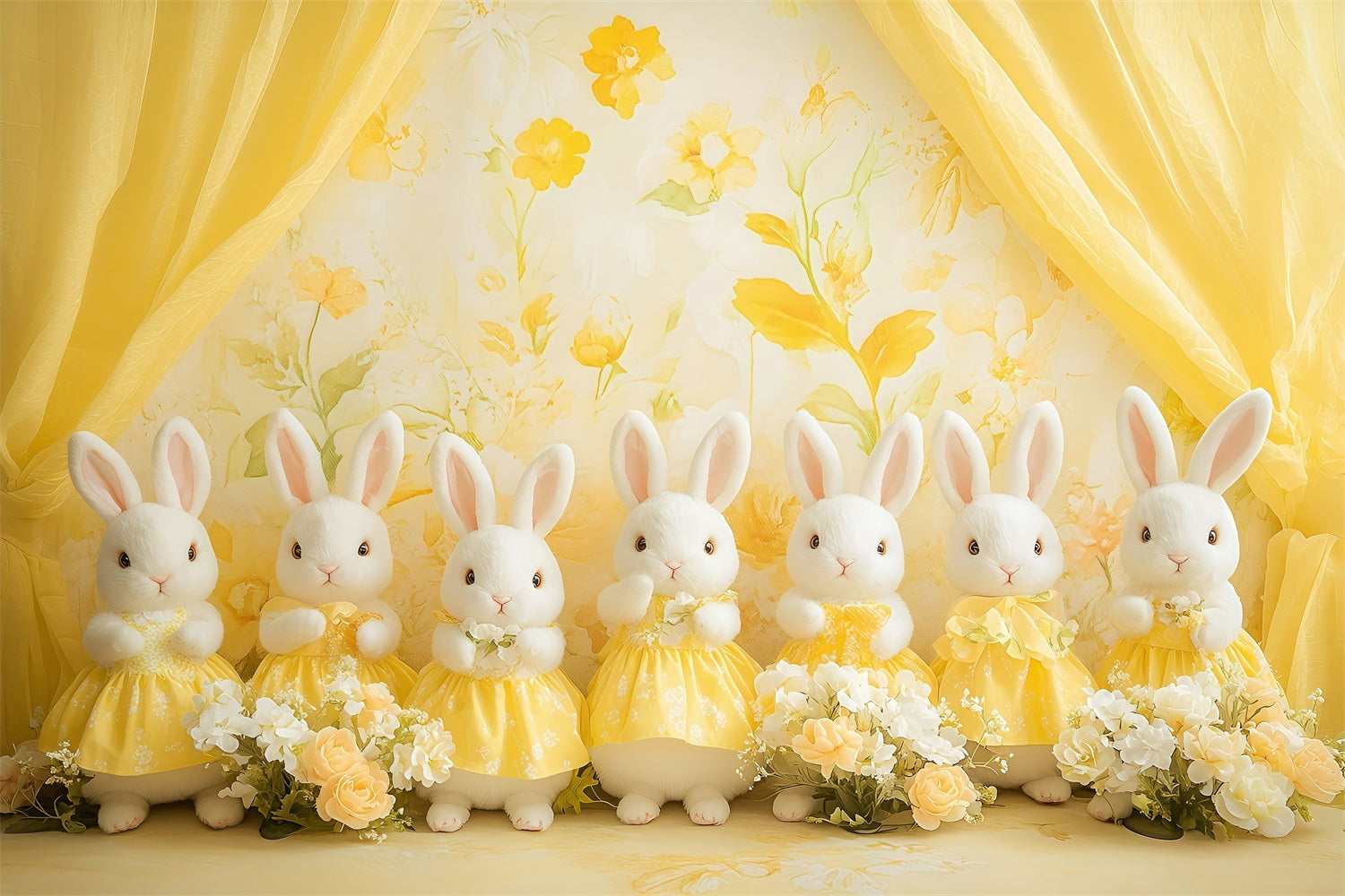 Easter Bunny Backdrop Floral Radiance Yellow Backdrop BRP1-276