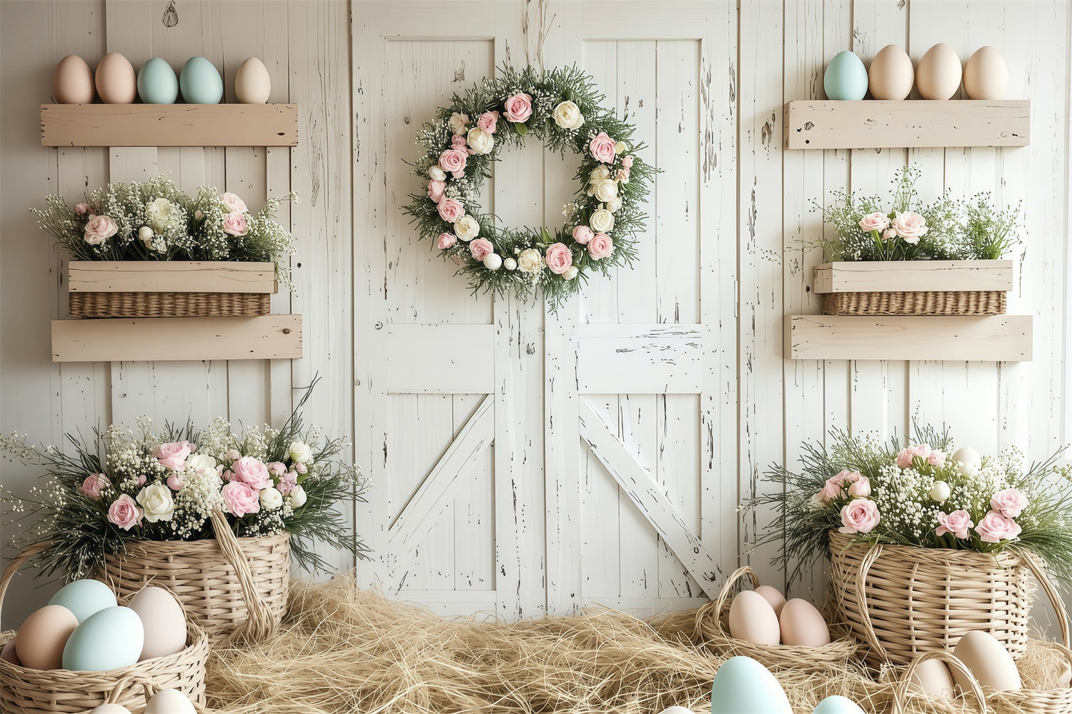 Photography Backdrops Easter Farmhouse Rustic Flower Backdrop BRP1-278