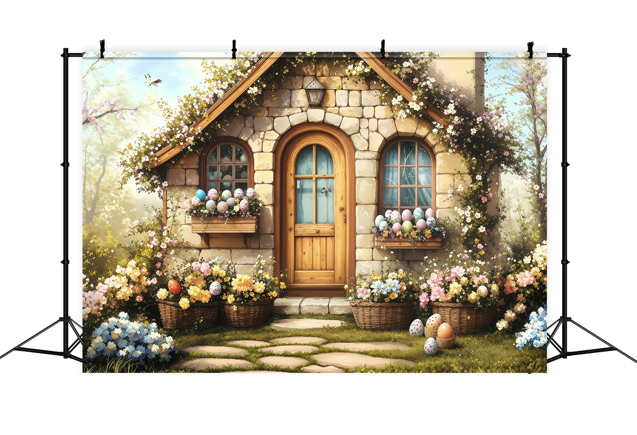 Easter Backdrops Photography Country Cottage Egg Display Backdrop BRP1-283