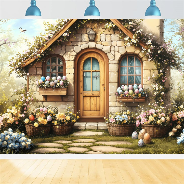 Easter Backdrops Photography Country Cottage Egg Display Backdrop BRP1-283