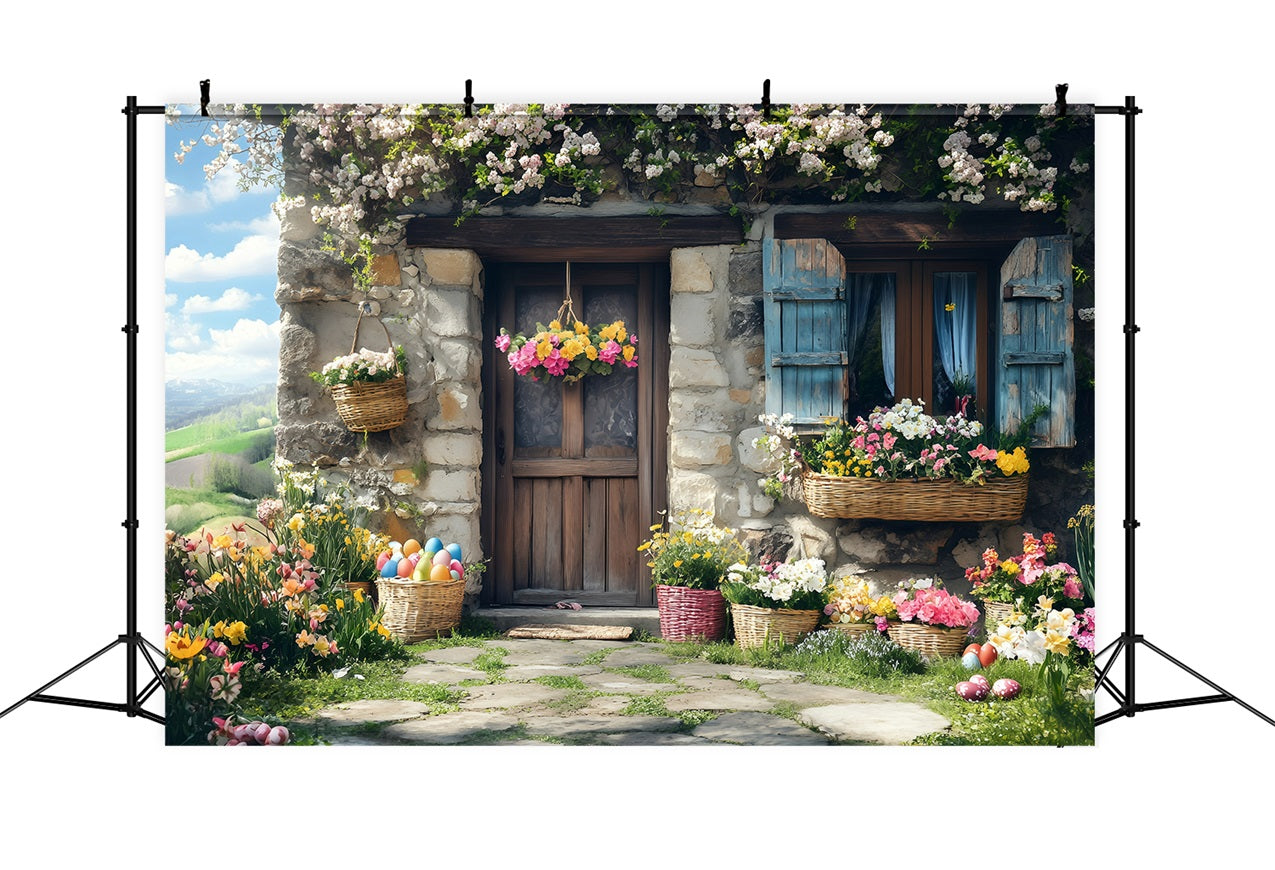 Photo Backdrops Easter Blossom Covered Cottage Celebration Backdrop BRP1-284