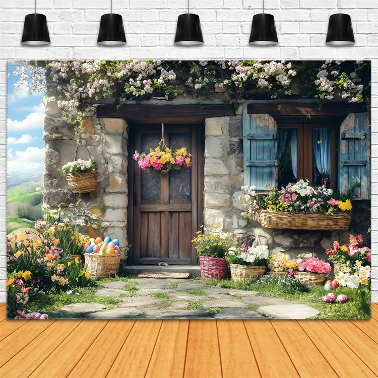 Photo Backdrops Easter Blossom Covered Cottage Celebration Backdrop BRP1-284