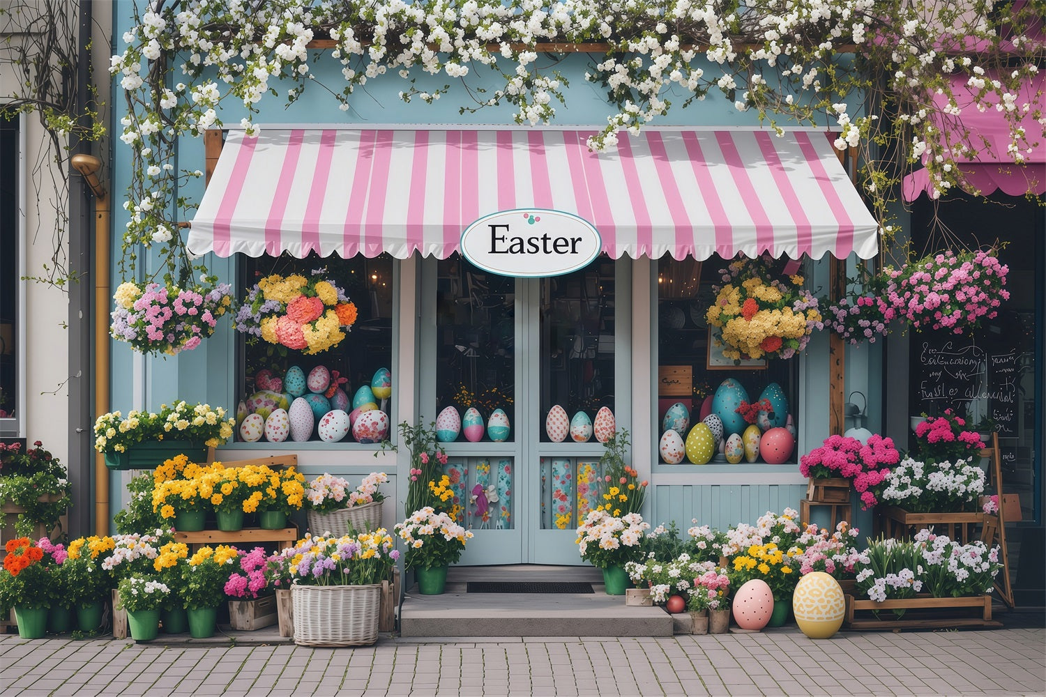 Easter Backdrops Photography Floral Egg Shop Scene Backdrop BRP1-286