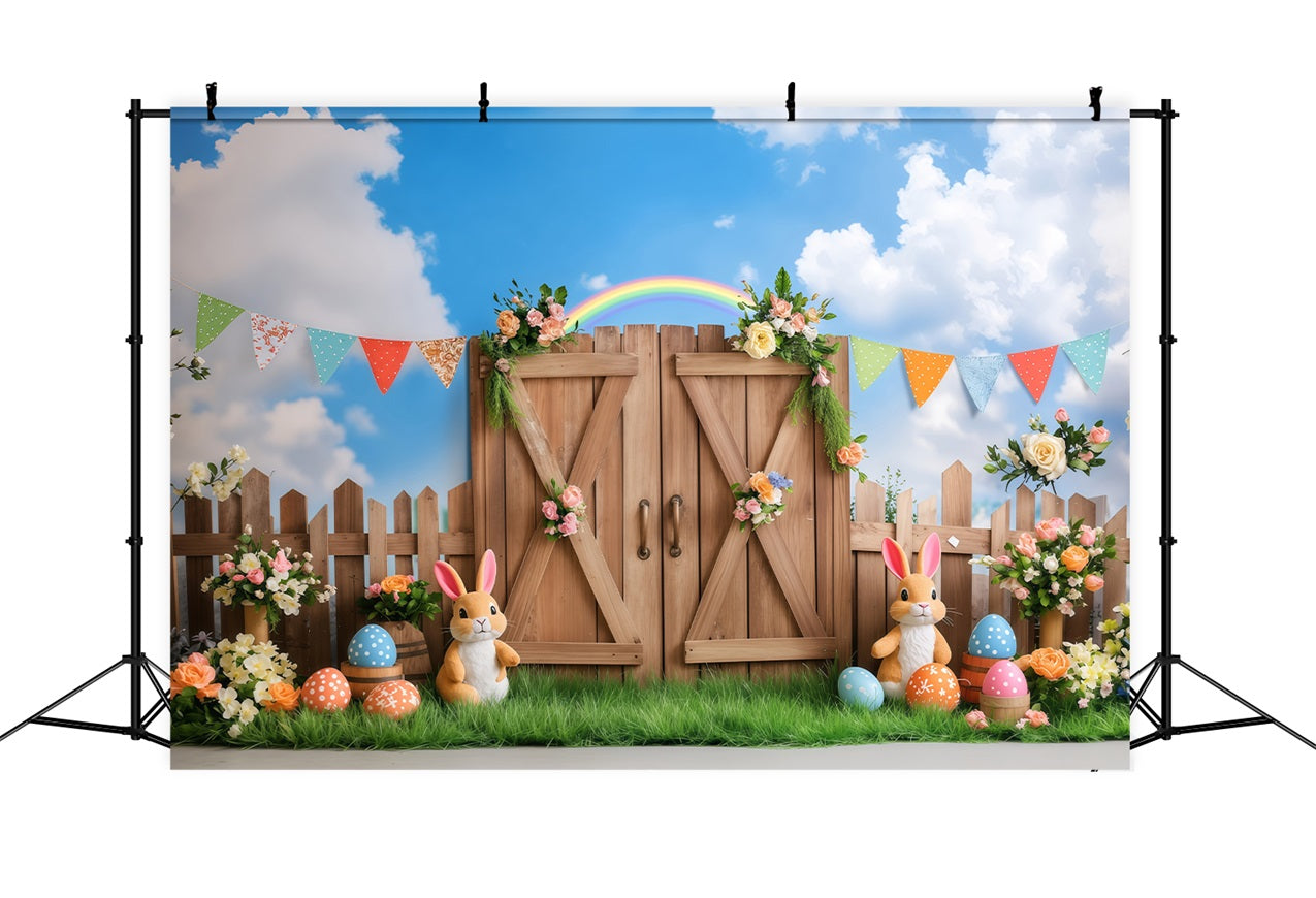 Easter Sunday Backdrops Bunny Garden Rainbow Celebration Backdrop BRP1-292