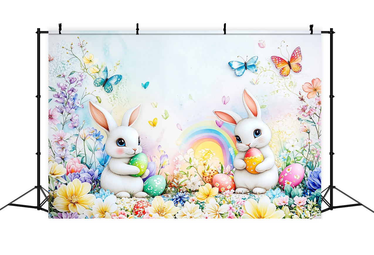 Easter Backdrops Photography Vibrant Rainbow Bunny Decor Backdrop BRP1-295