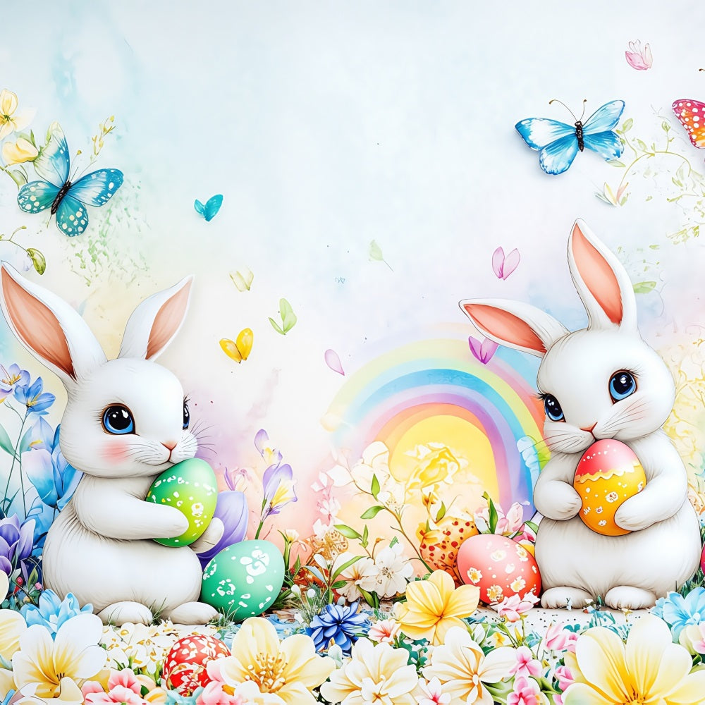 Easter Backdrops Photography Vibrant Rainbow Bunny Decor Backdrop BRP1-295