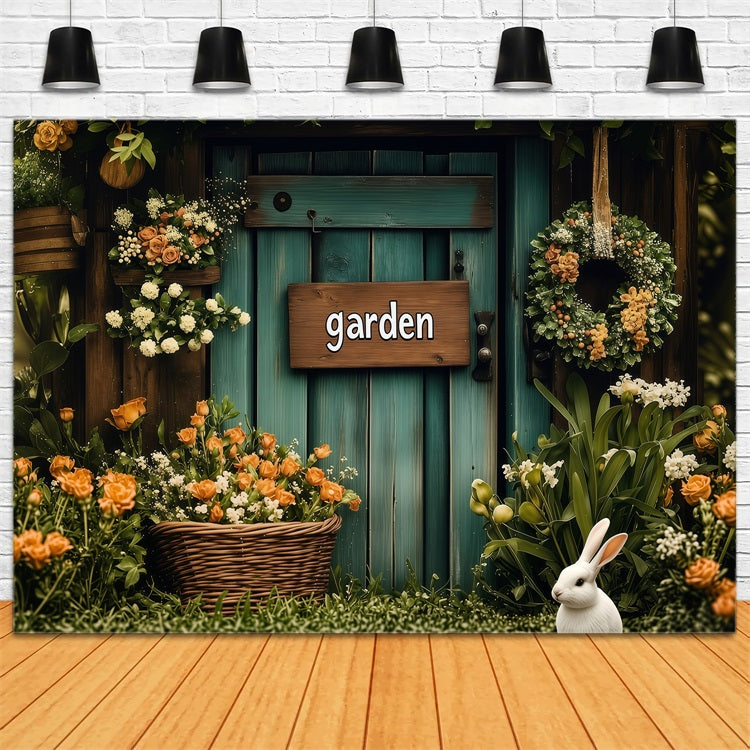 Easter Backdrop Country Style Garden Scene Bunny Backdrop BRP1-296