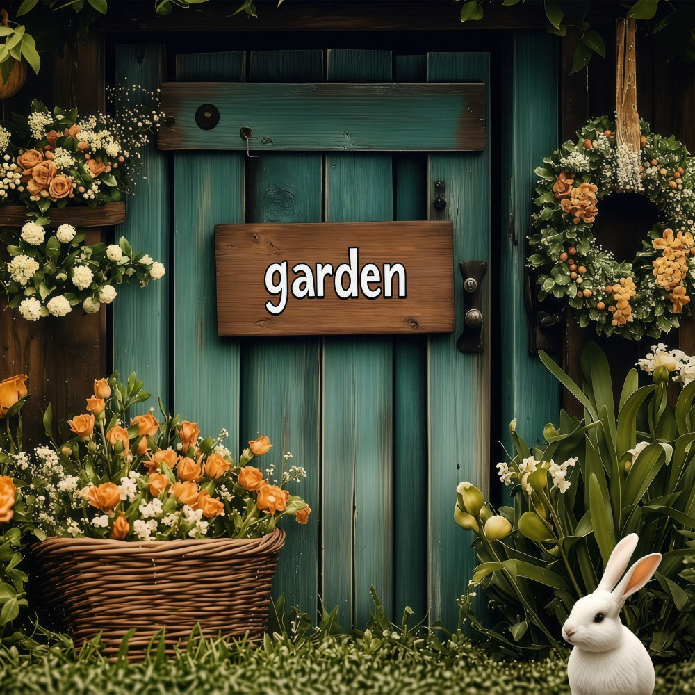 Easter Backdrop Country Style Garden Scene Bunny Backdrop BRP1-296