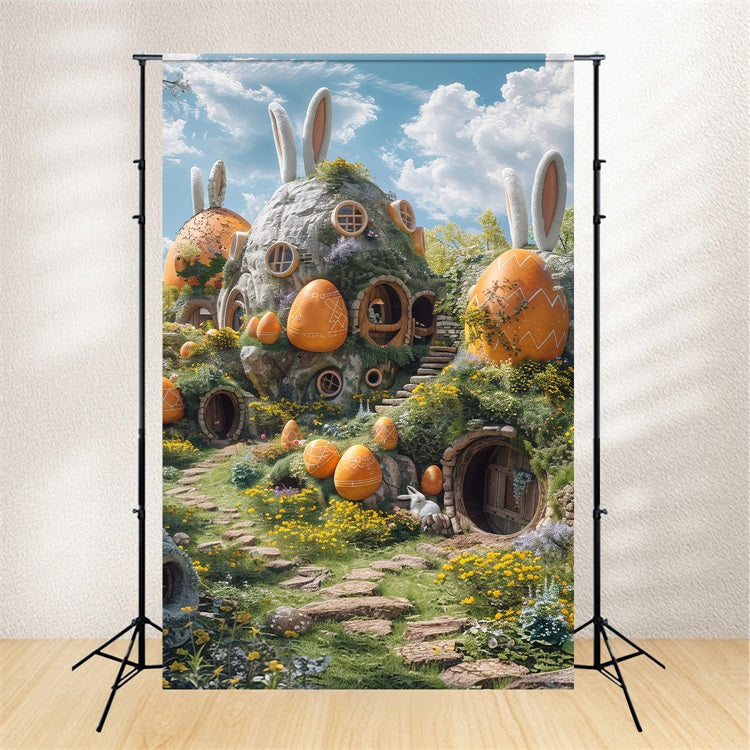 Photo Backdrops Easter Springtime Bunny Hill Eggs Backdrop BRP1-301