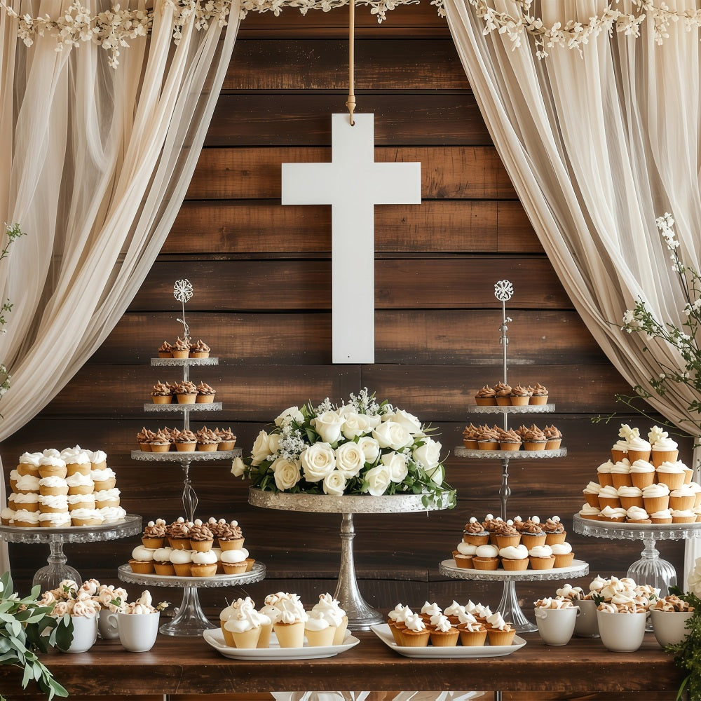 Backdrops Easter Wedding Dessert Table White Cross Backdrop BRP1-307