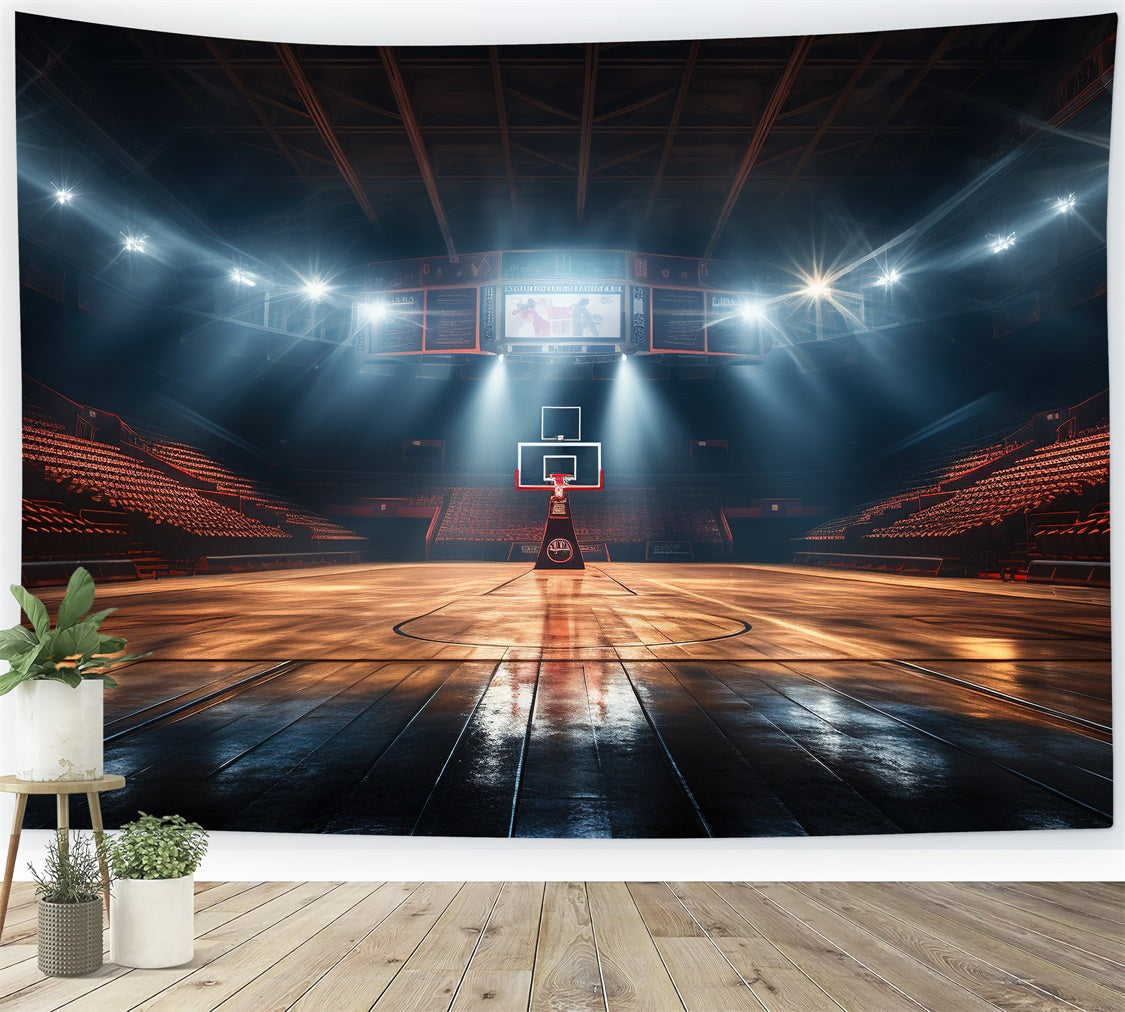 Basketball Photography Backdrops Wooden Court Indoor Backdrop BRP1-320