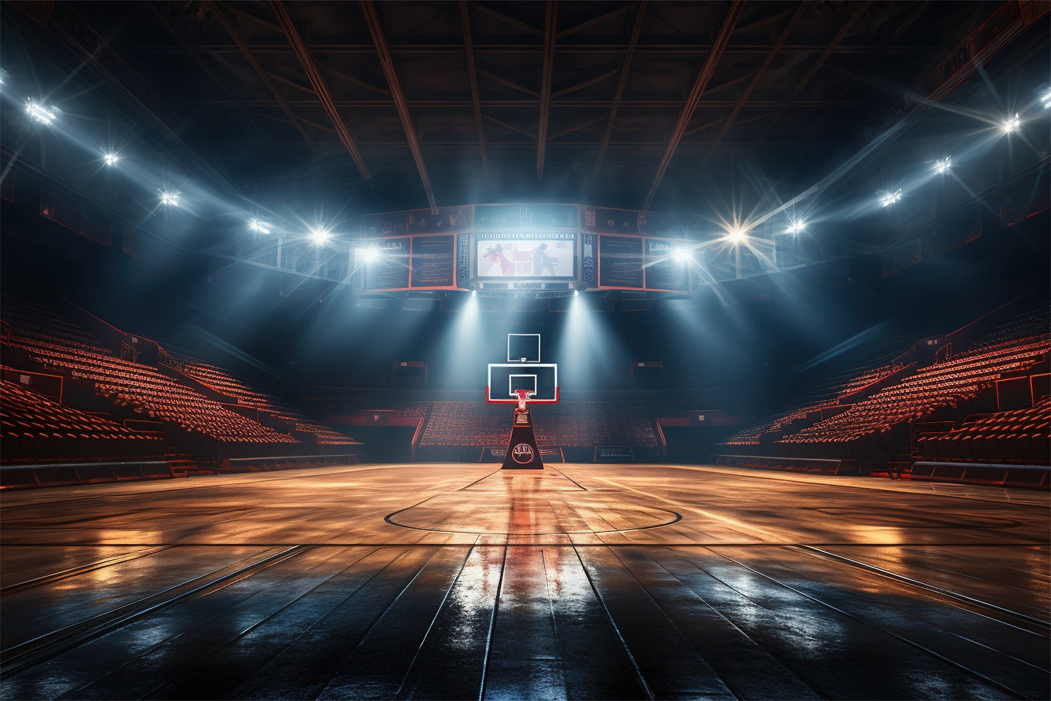 Basketball Photography Backdrops Wooden Court Indoor Backdrop BRP1-320