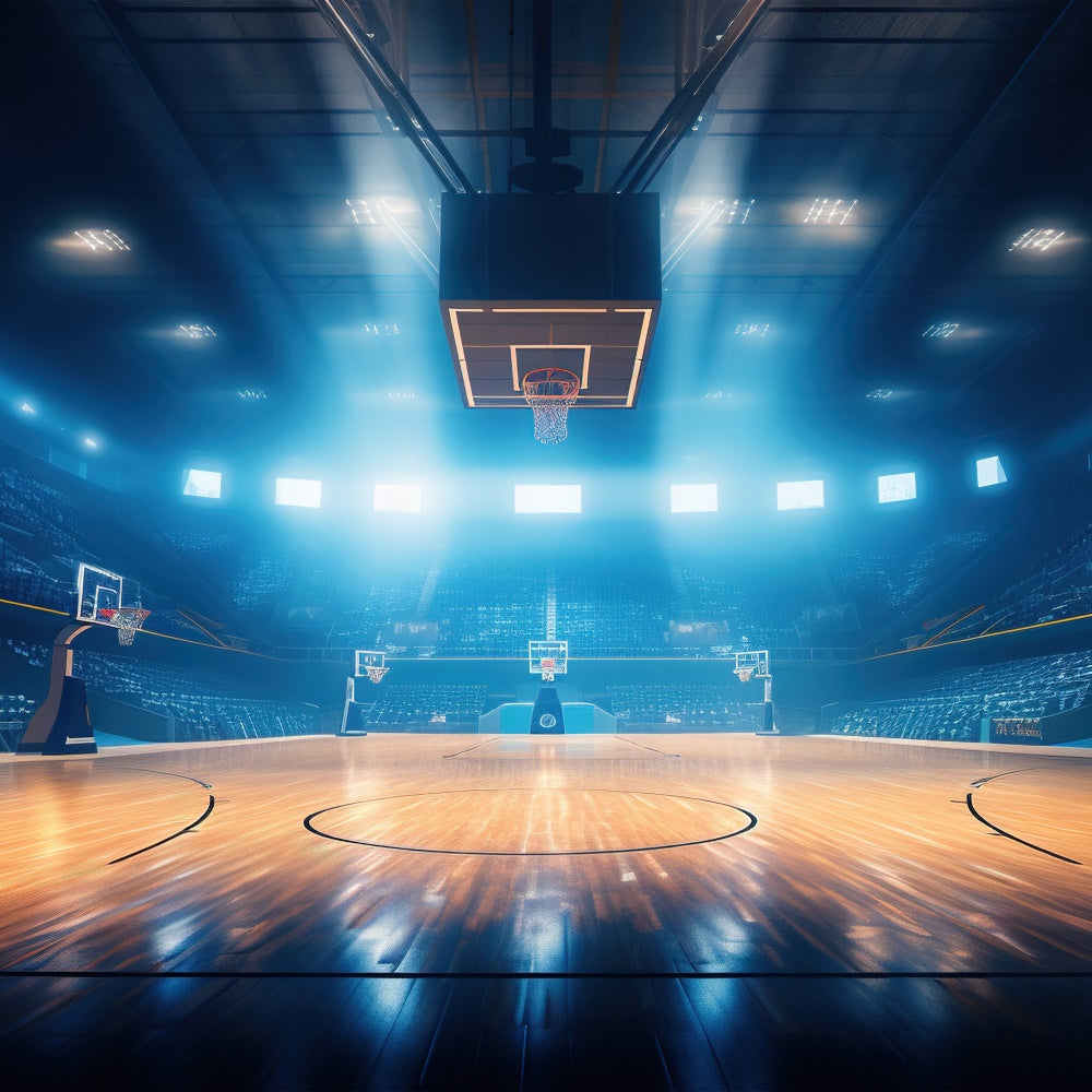 Basketball Photo Backdrop Glowing Blue Arena Backdrop BRP1-321