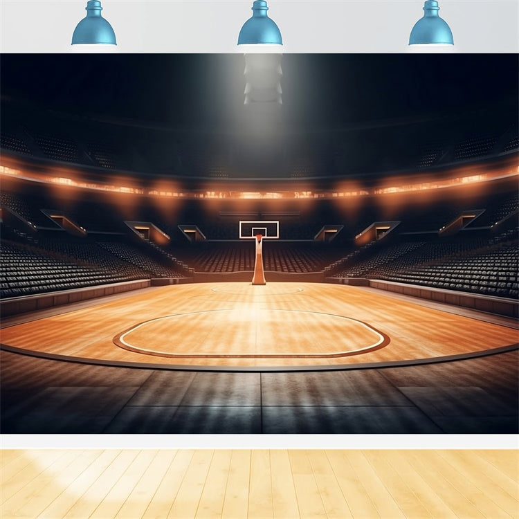 Basketball Court Backdrop Vintage Outdoor Hoop Backdrop BRP1-322