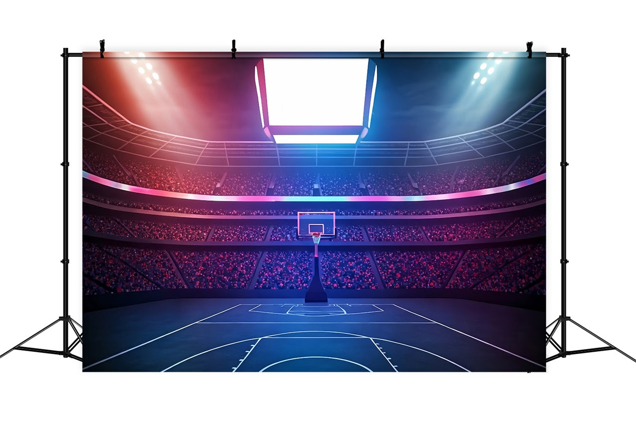 Basketball Court Backdrop Colorful Lights Sports Backdrop BRP1-325