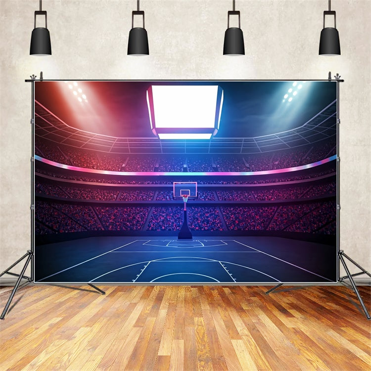 Basketball Court Backdrop Colorful Lights Sports Backdrop BRP1-325