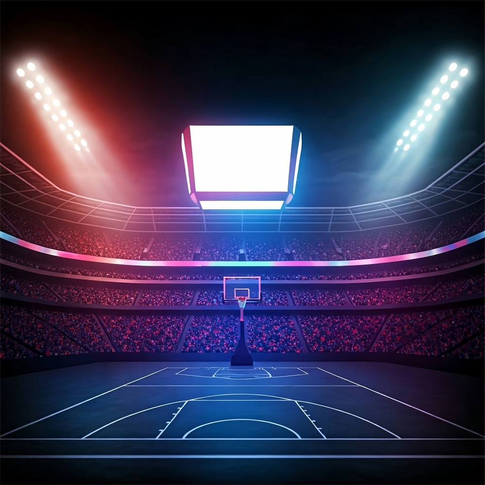 Basketball Court Backdrop Colorful Lights Sports Backdrop BRP1-325