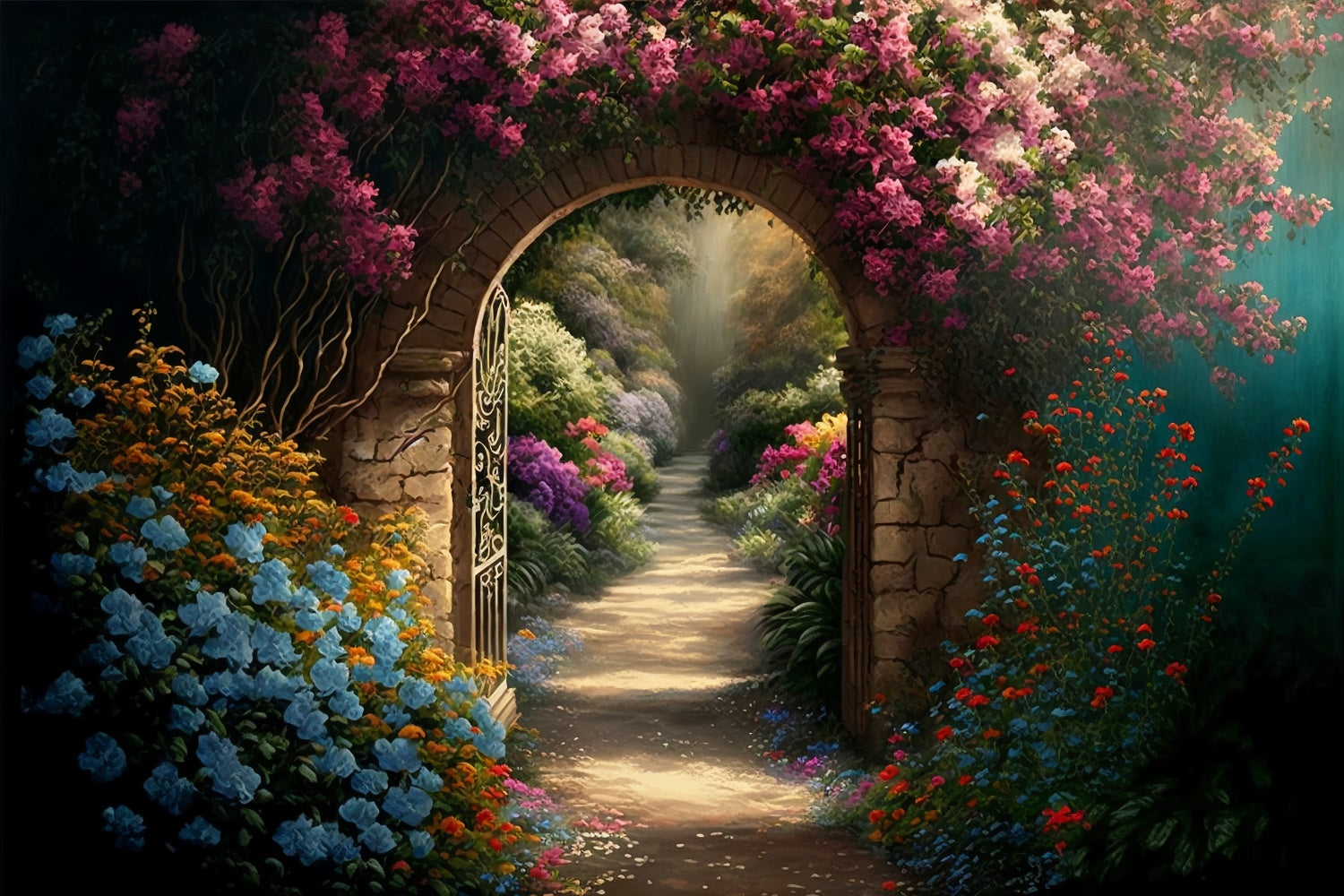 Floral Photography Backdrops Secret Garden Pathway Backdrop BRP1-339