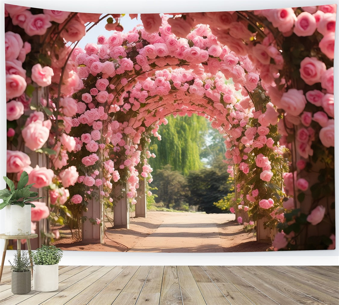 Floral Backdrop Photography Pink Rose Covered Arches Backdrop BRP1-341