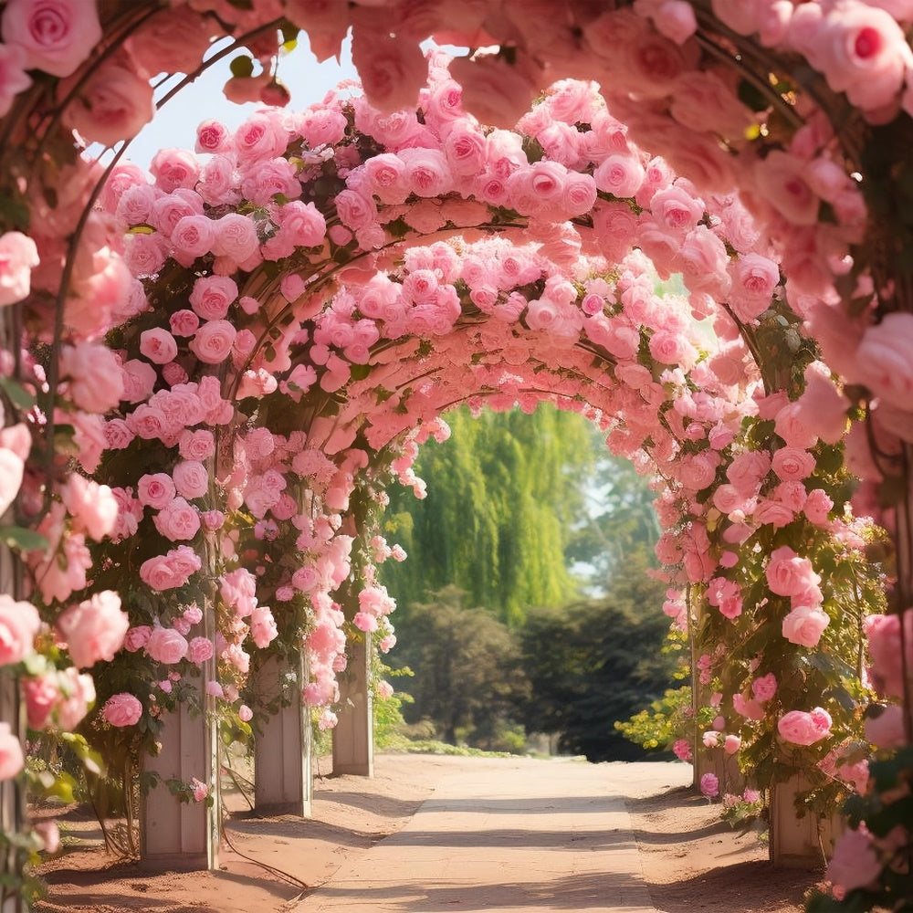 Floral Backdrop Photography Pink Rose Covered Arches Backdrop BRP1-341