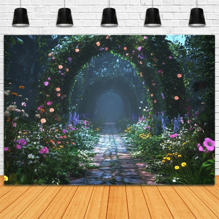 Flower Photography Backdrop Moonlit Garden Trail Backdrop BRP1-347