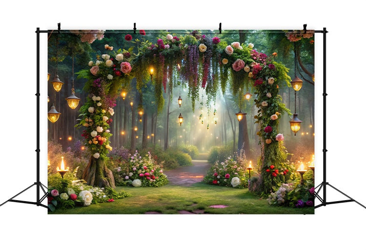 Floral Backdrop Romantic Forest Path Lighted Backdrop BRP1-350