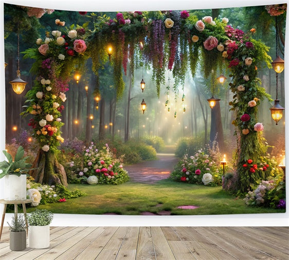 Floral Backdrop Romantic Forest Path Lighted Backdrop BRP1-350