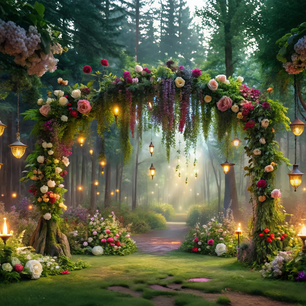 Floral Backdrop Romantic Forest Path Lighted Backdrop BRP1-350