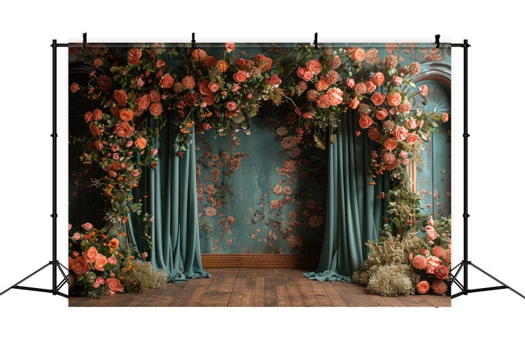 Floral Backdrop Photography Elegant Rustic Rose Decor Backdrop BRP1-353