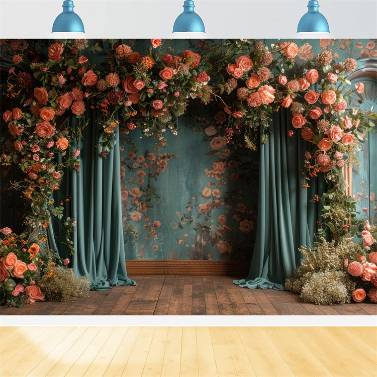 Floral Backdrop Photography Elegant Rustic Rose Decor Backdrop BRP1-353