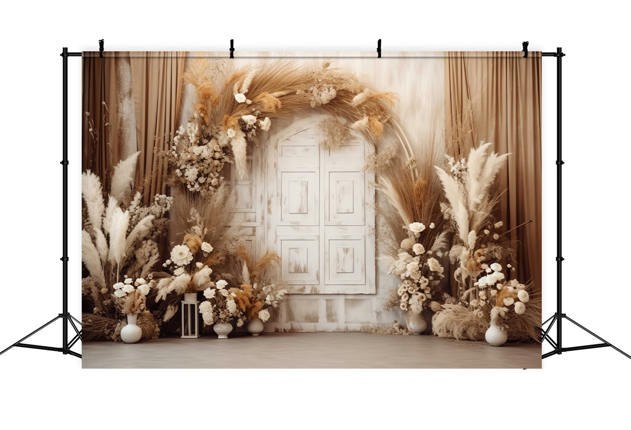 Floral Photography Backdrops Rustic Beige Boho Door Backdrop BRP1-356