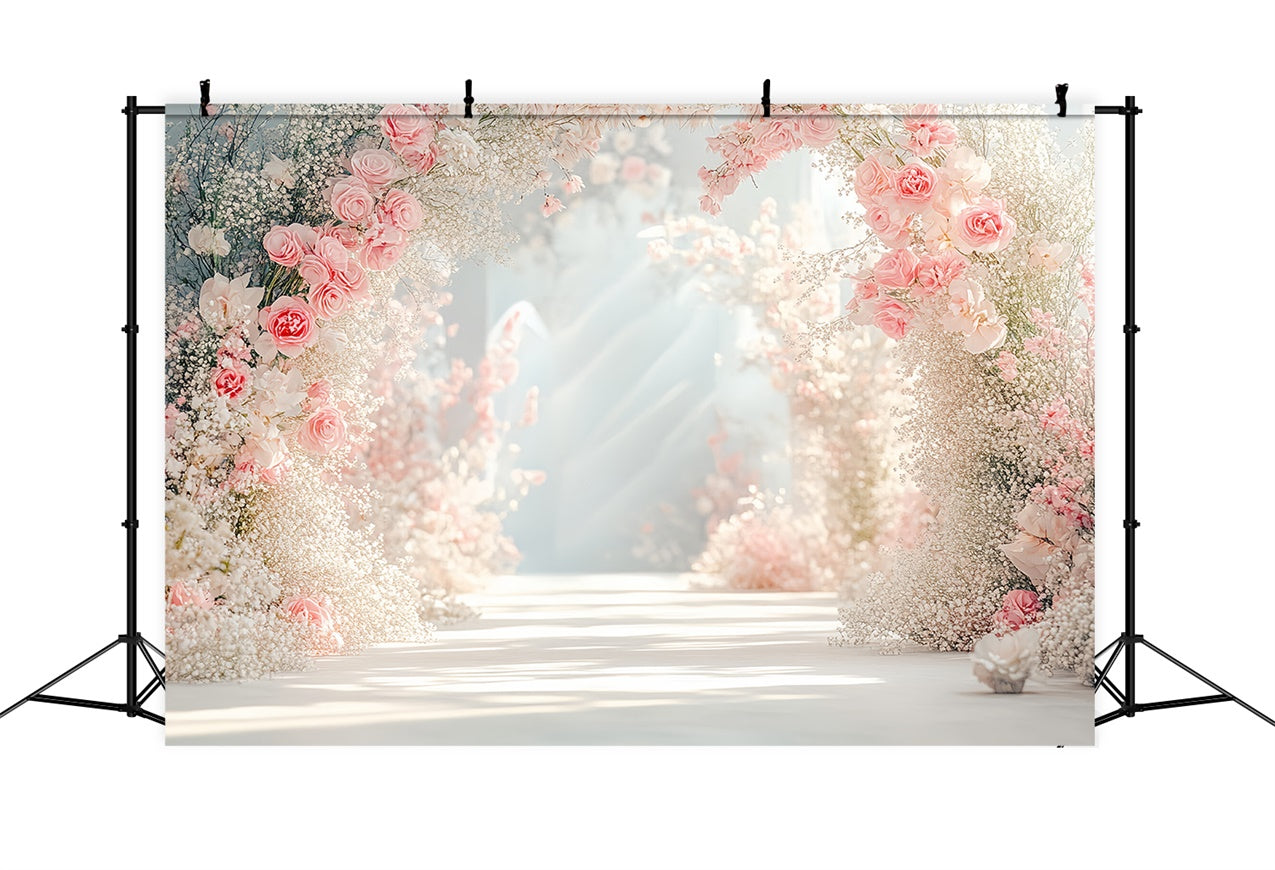 Floral Backdrop Blooming Pink Flower Wedding Backdrop BRP1-361