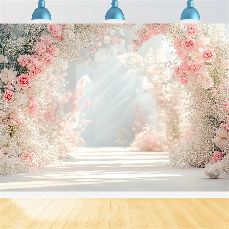 Floral Backdrop Blooming Pink Flower Wedding Backdrop BRP1-361