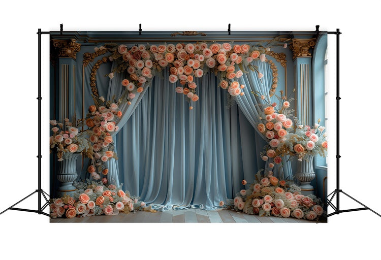 Floral Photo Backdrops French Inspired Rose Arch Backdrop BRP1-368