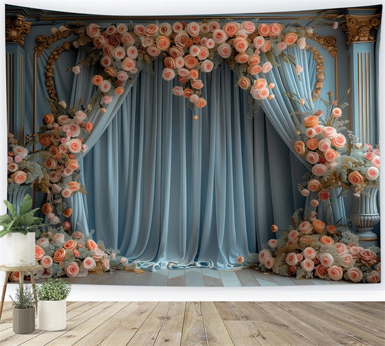 Floral Photo Backdrops French Inspired Rose Arch Backdrop BRP1-368