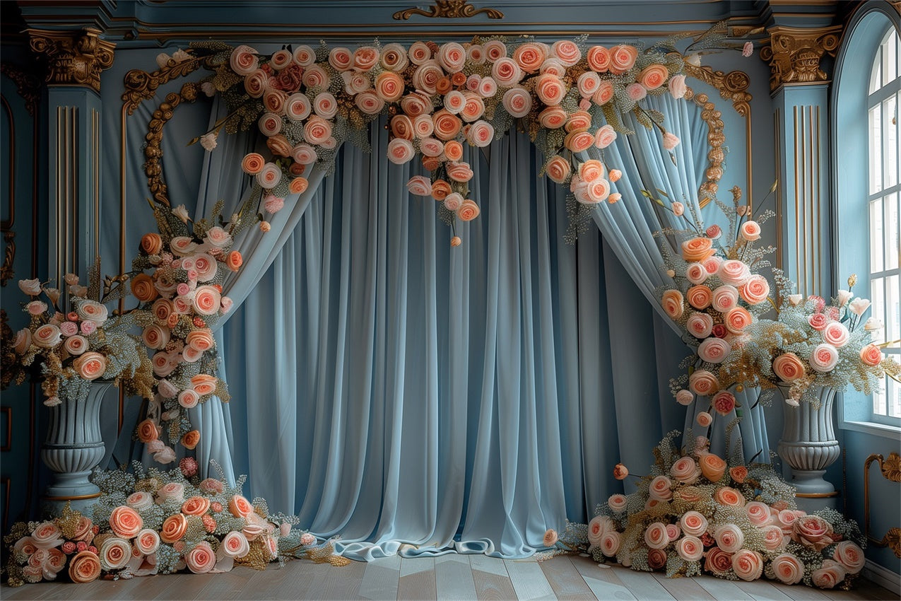 Floral Photo Backdrops French Inspired Rose Arch Backdrop BRP1-368