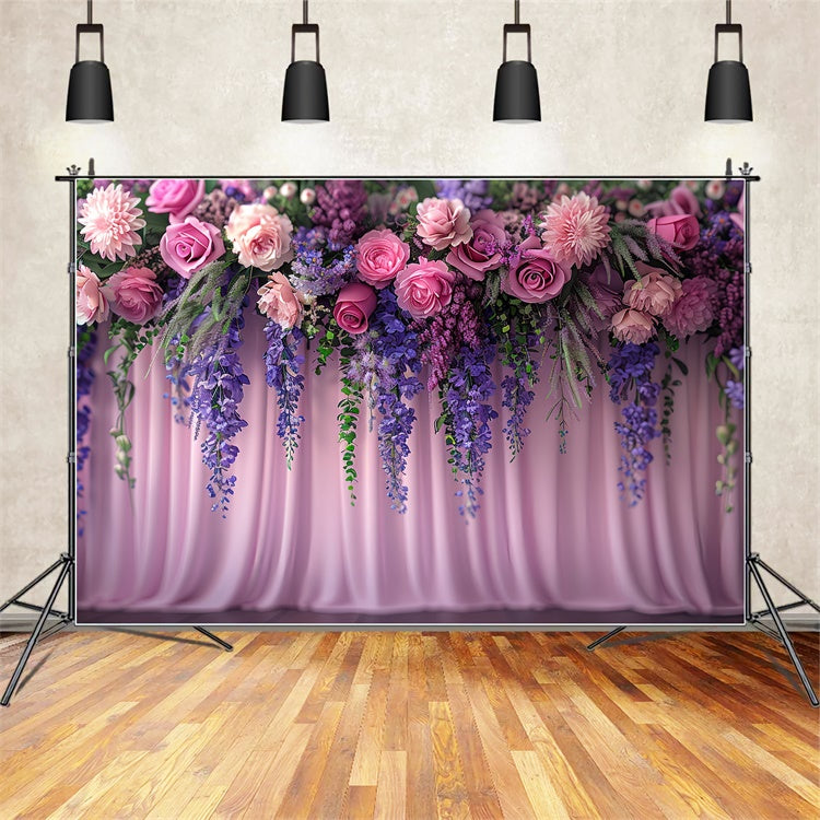 Flower Photo Backdrop Lavender Dream Rose Bouquet Backdrop BRP1-369