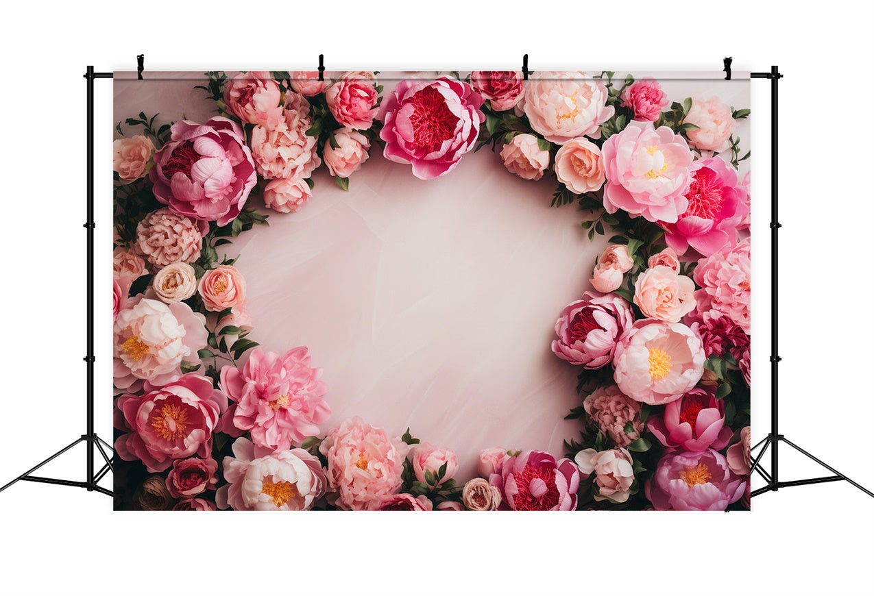 Photo Backdrop Floral Romantic Floral Border Pink Backdrop BRP1-373