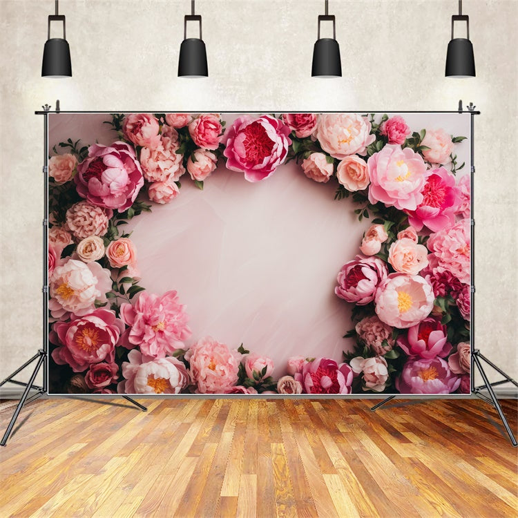 Photo Backdrop Floral Romantic Floral Border Pink Backdrop BRP1-373