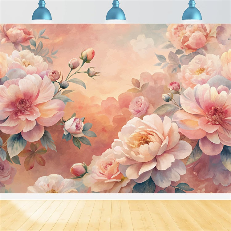 Flower Photography Backdrop Romantic Peony Art Wall Backdrop BRP1-374