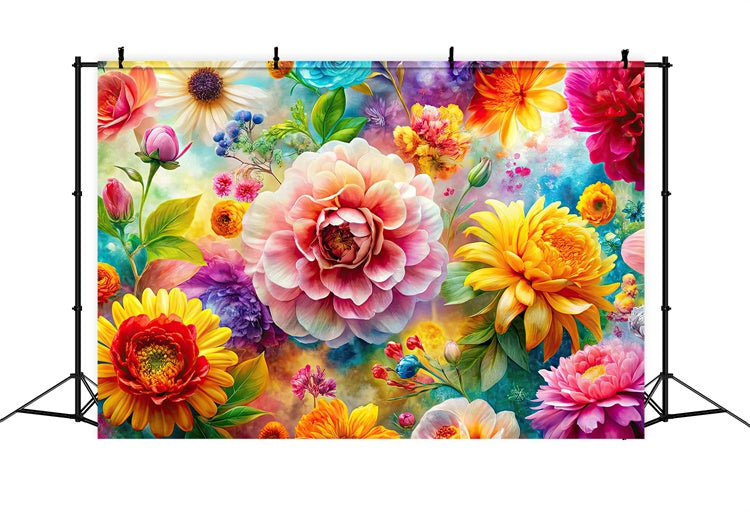 Floral Backdrops Colorful Bloom Vibrant Art Backdrop BRP1-378