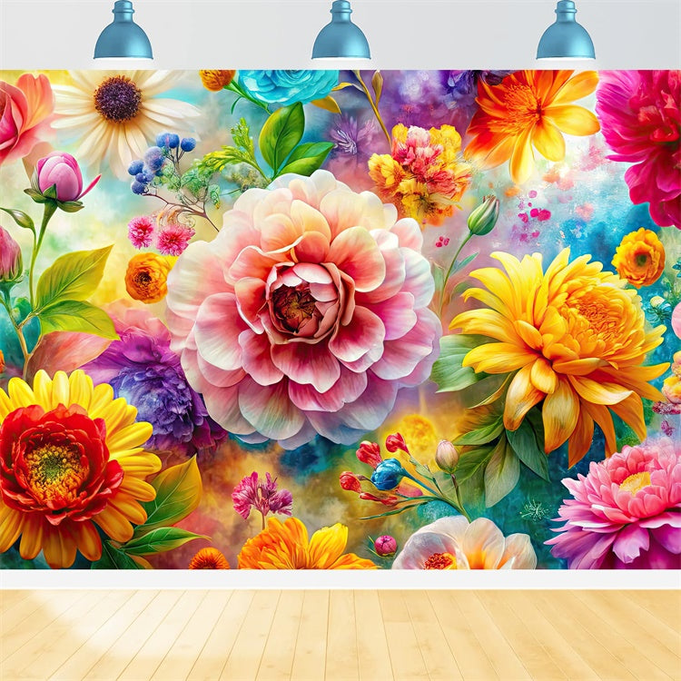 Floral Backdrops Colorful Bloom Vibrant Art Backdrop BRP1-378